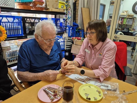 Staff and resident working together
