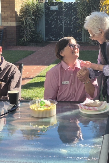 Forest View Care staff member and resident sharing a smile
